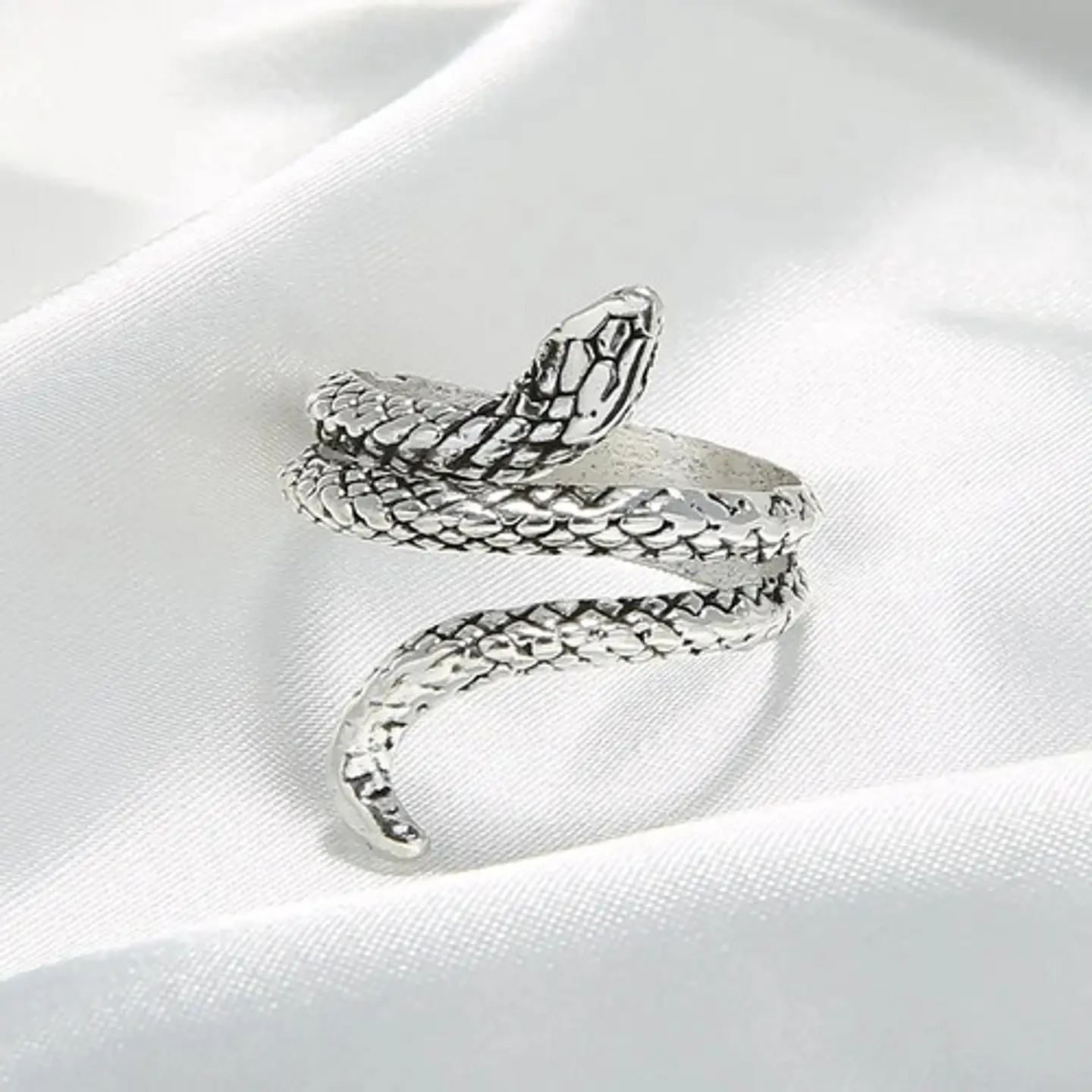 Set De 3 Unids Anillos Ajustable Serpiente Color Plata Mujer 13
