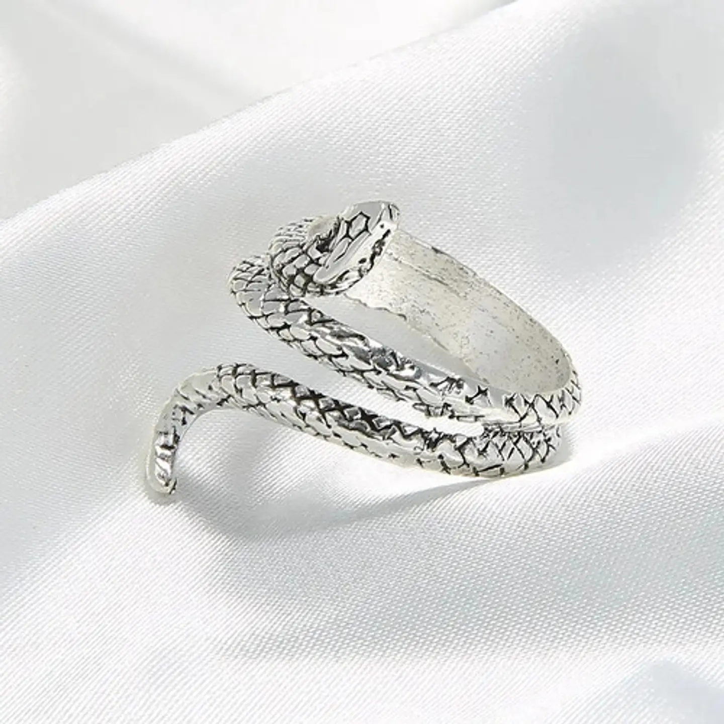 Set De 3 Unids Anillos Ajustable Serpiente Color Plata Mujer 14
