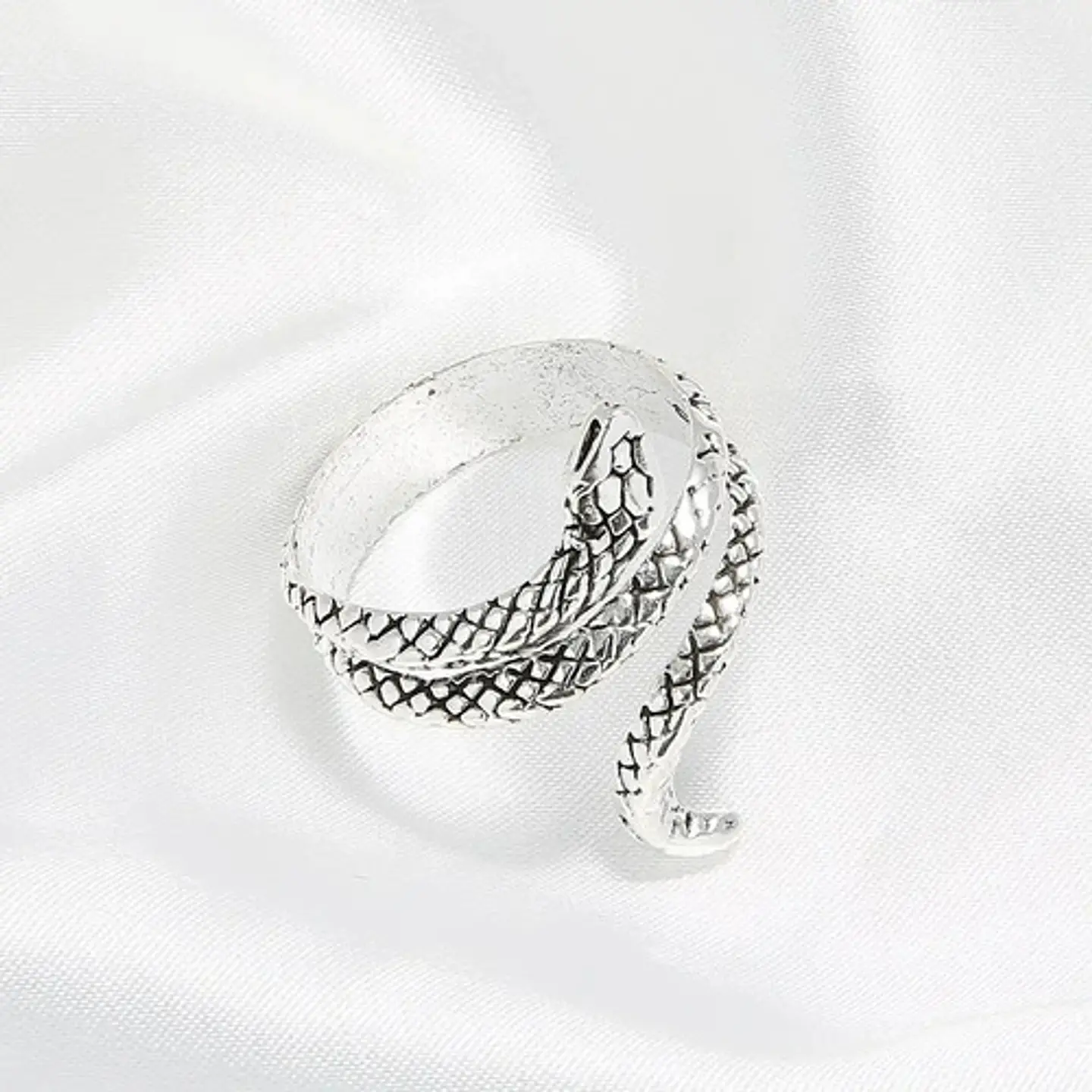 Set De 3 Unids Anillos Ajustable Serpiente Color Plata Mujer 15