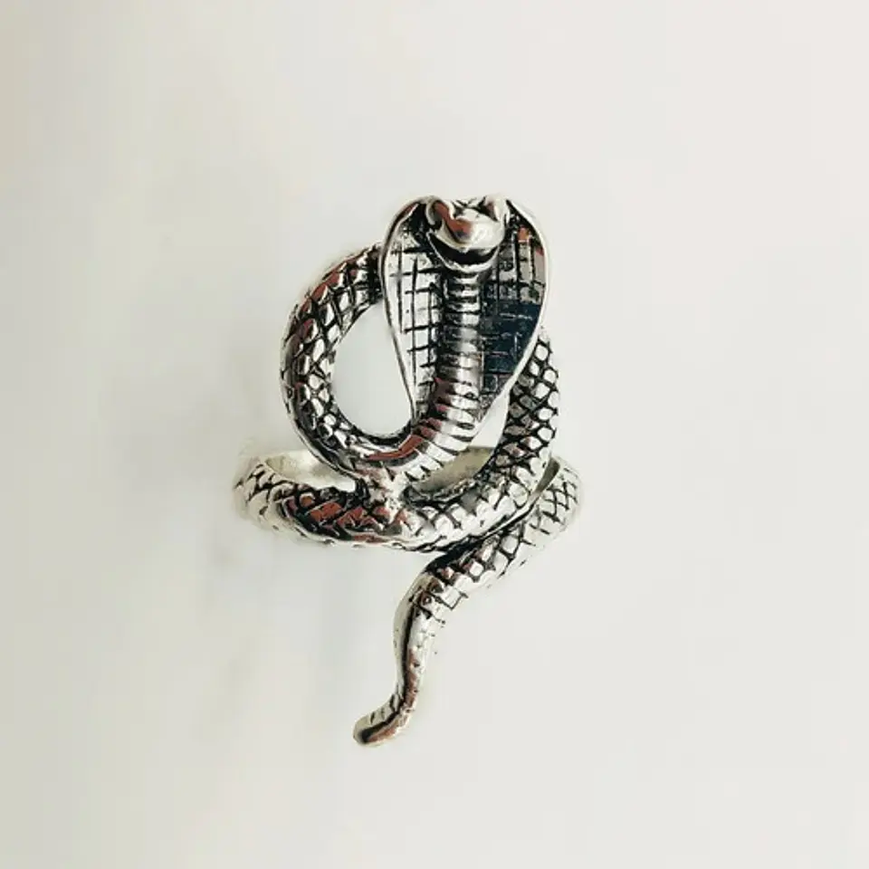 Set De 3 Unids Anillos Ajustable Serpiente Color Plata Mujer 21