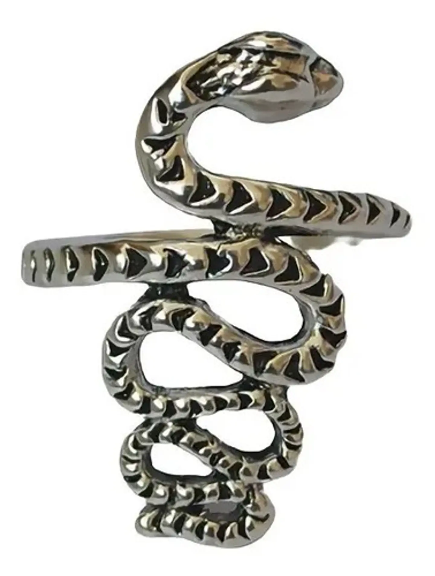 Set De 3 Unids Anillos Ajustable Serpiente Color Plata Mujer 32