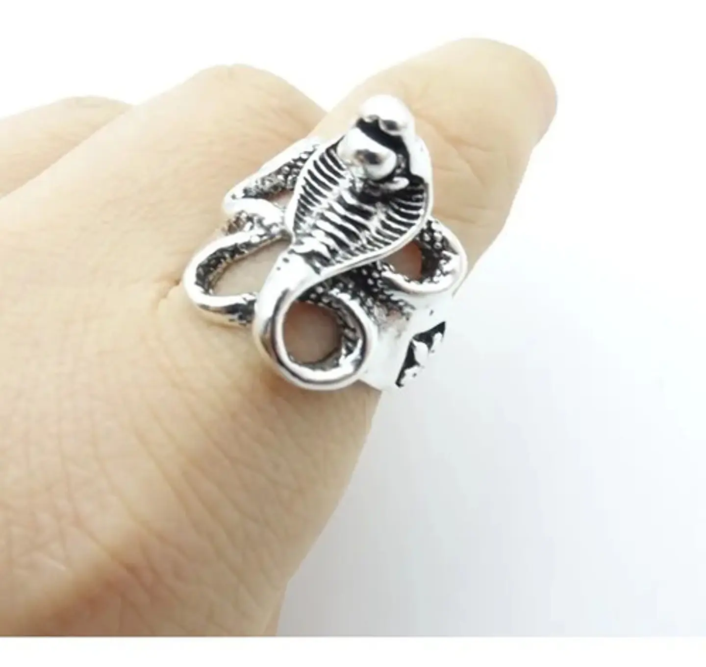 Set De 3 Unids Anillos Ajustable Serpiente Color Plata Mujer 36