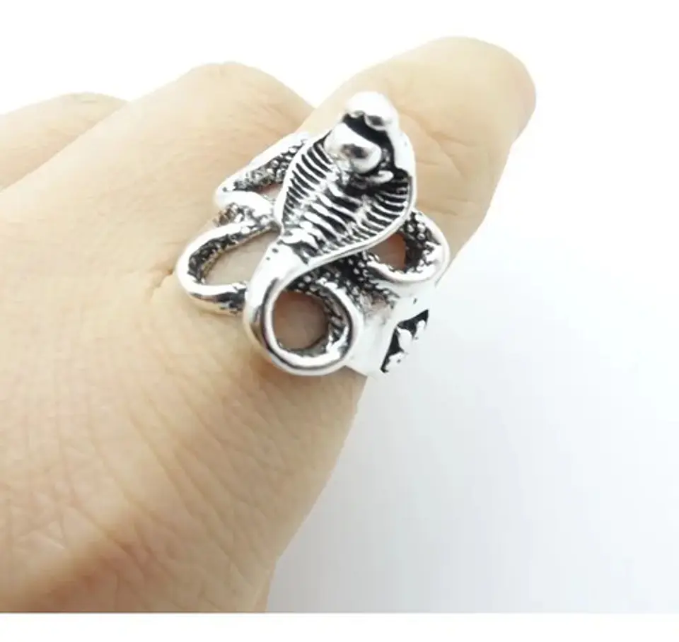 Set De 3 Unids Anillos Ajustable Serpiente Color Plata Mujer 36