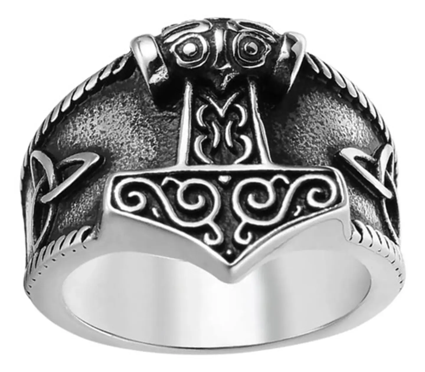 Anillo Acero Color Plata Martillo Thor Vikingo Para Hombre 1