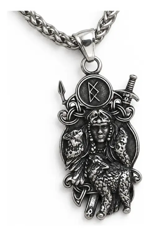 Collar Vikingo En Acero Hombre Y Mujer Dije Lobo Valquiria