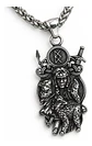 Collar Vikingo En Acero Hombre Y Mujer Dije Lobo Valquiria - Miniatura 1