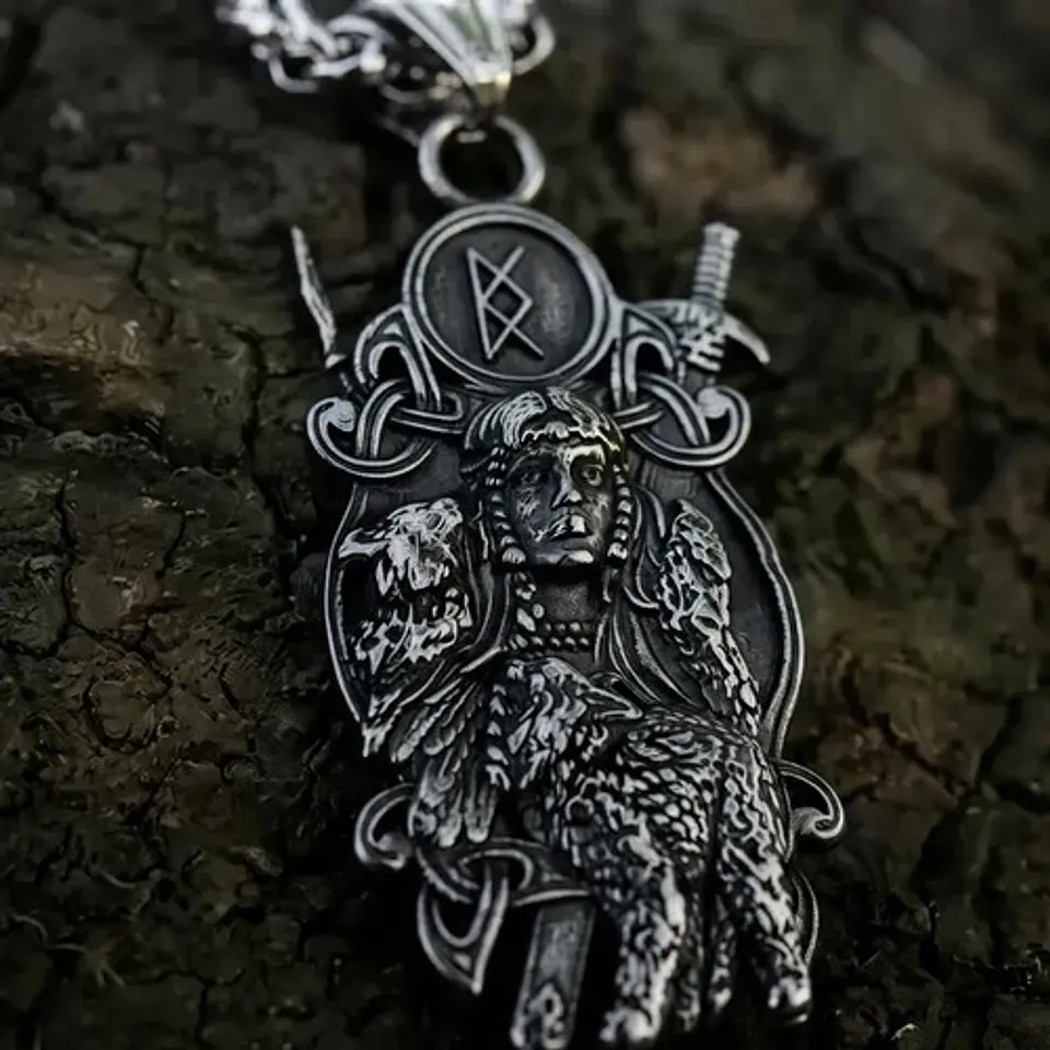 Collar Vikingo En Acero Hombre Y Mujer Dije Lobo Valquiria 12