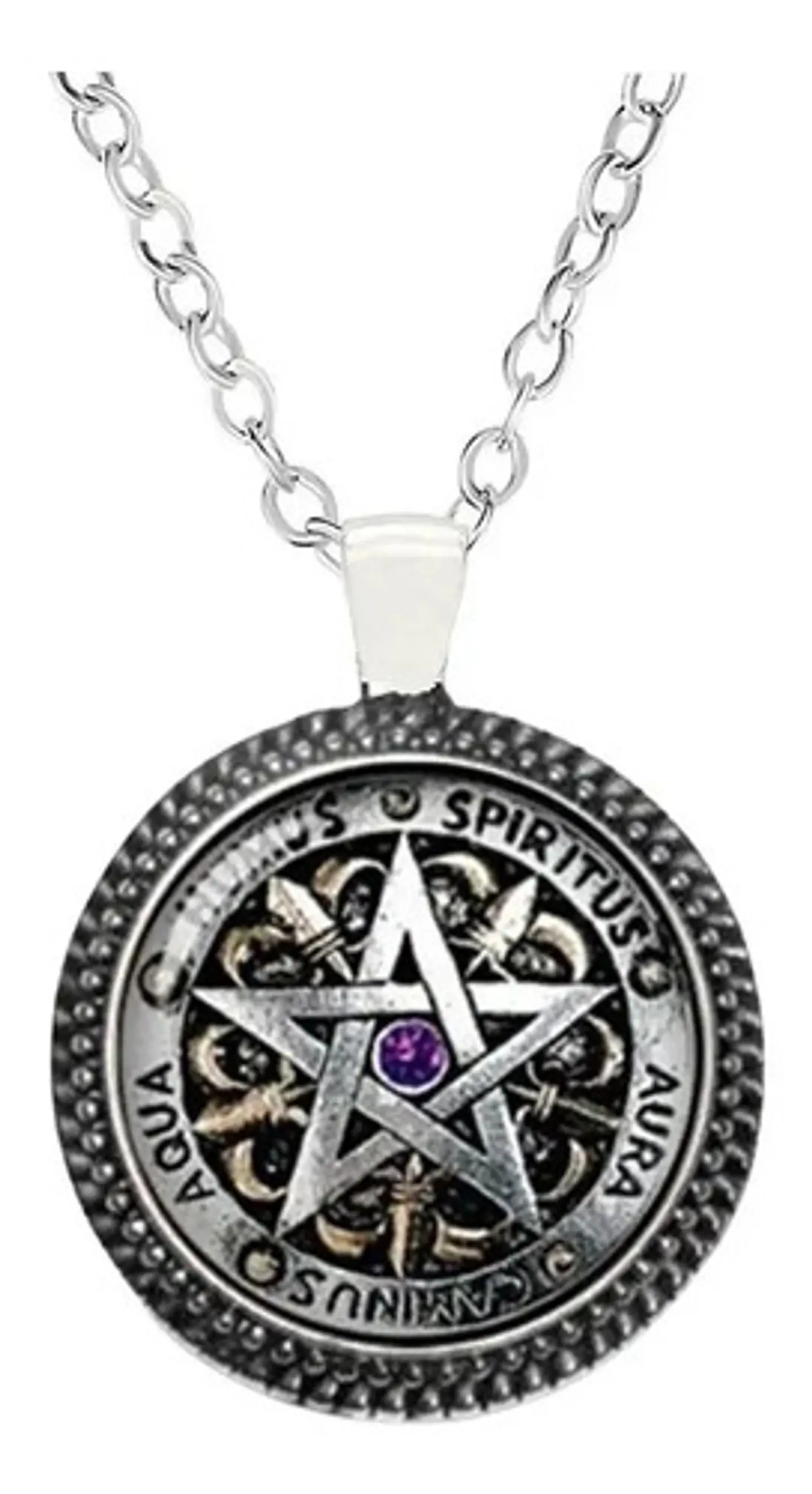 Collar Dije Cupula Cristal Pentagrama Pagano Hombre Y Mujer 1