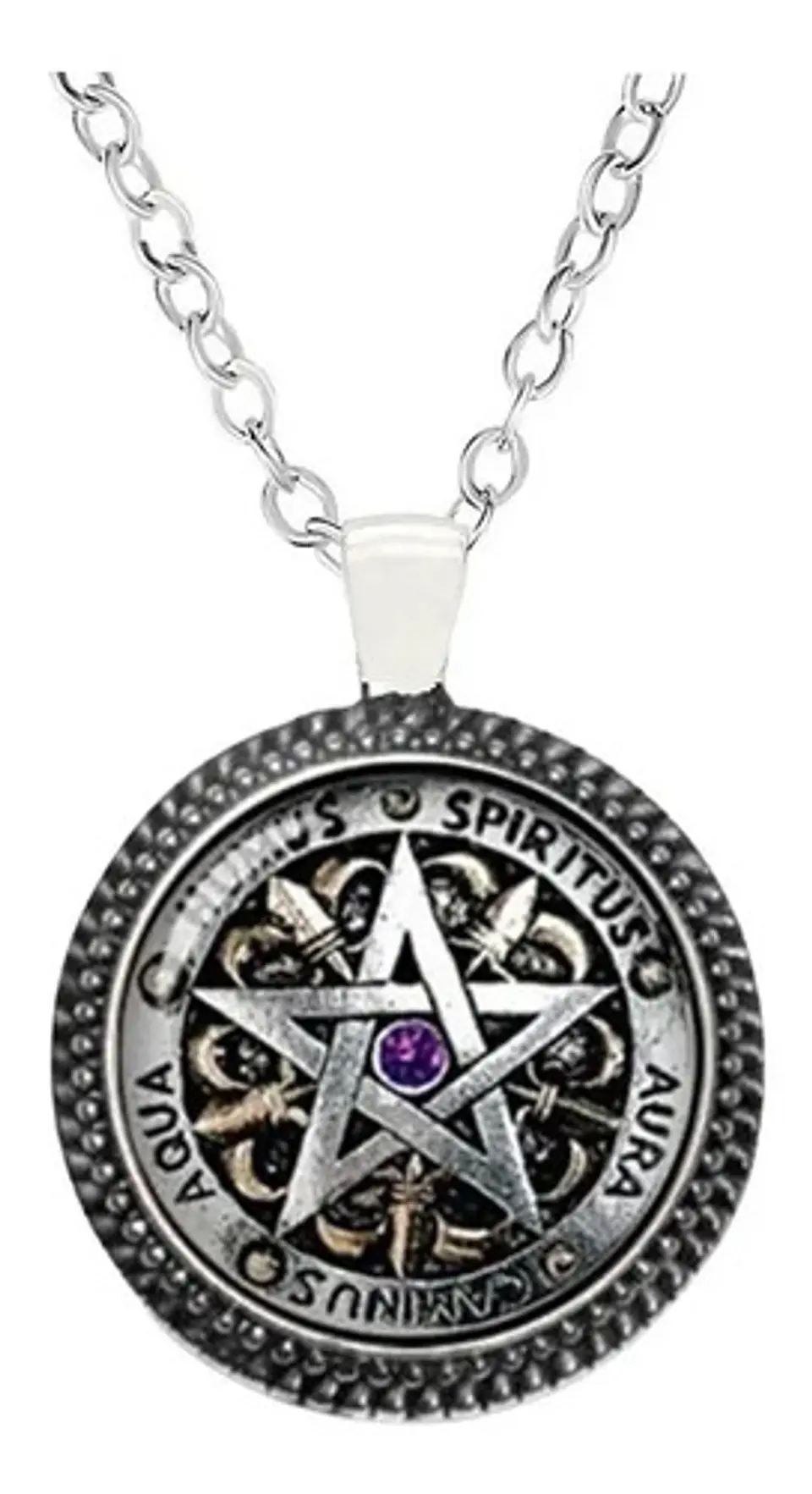 Collar Dije Cupula Cristal Pentagrama Pagano Hombre Y Mujer 1