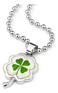 Collar Dije Para Hombre Y Mujer Trébol 4 Hojas Natural Acero - Miniatura 4
