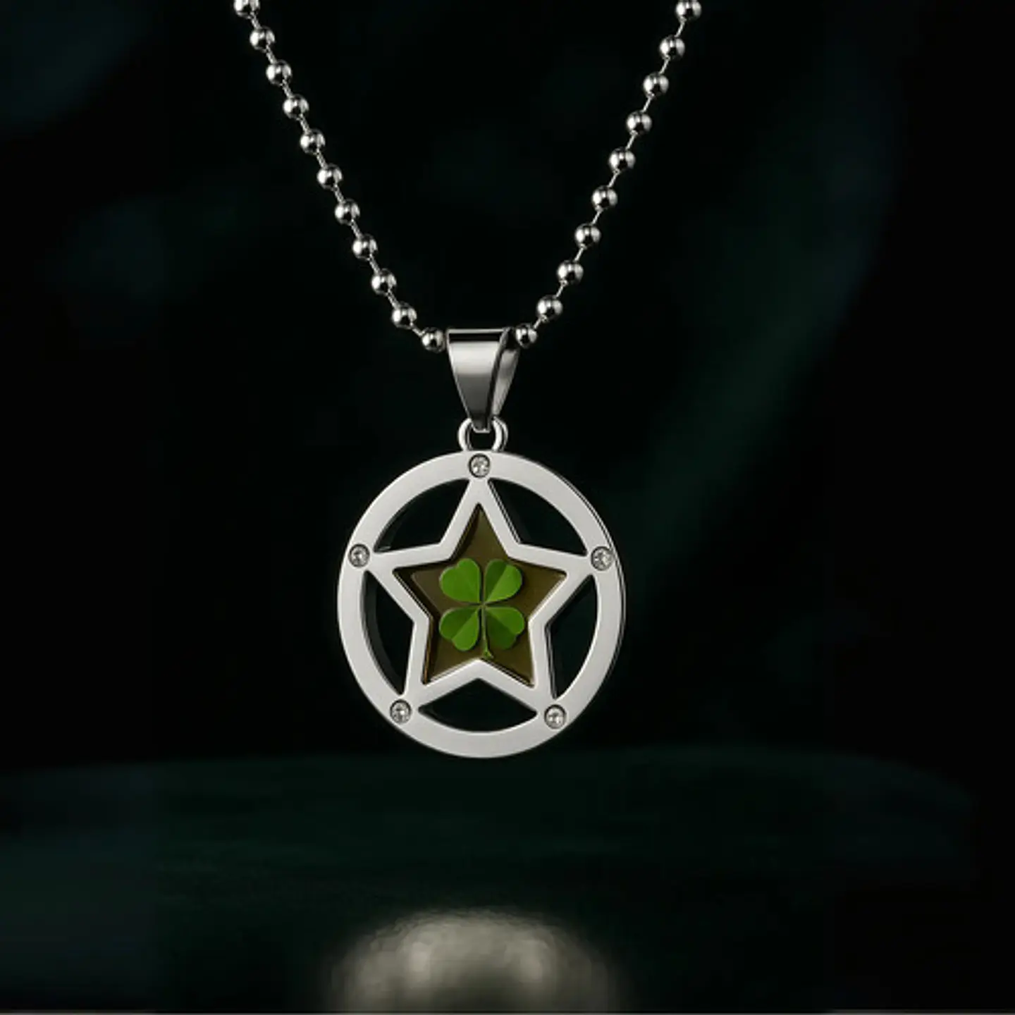 Collar Dije Para Hombre Y Mujer Trébol 4 Hojas Natural Acero 15