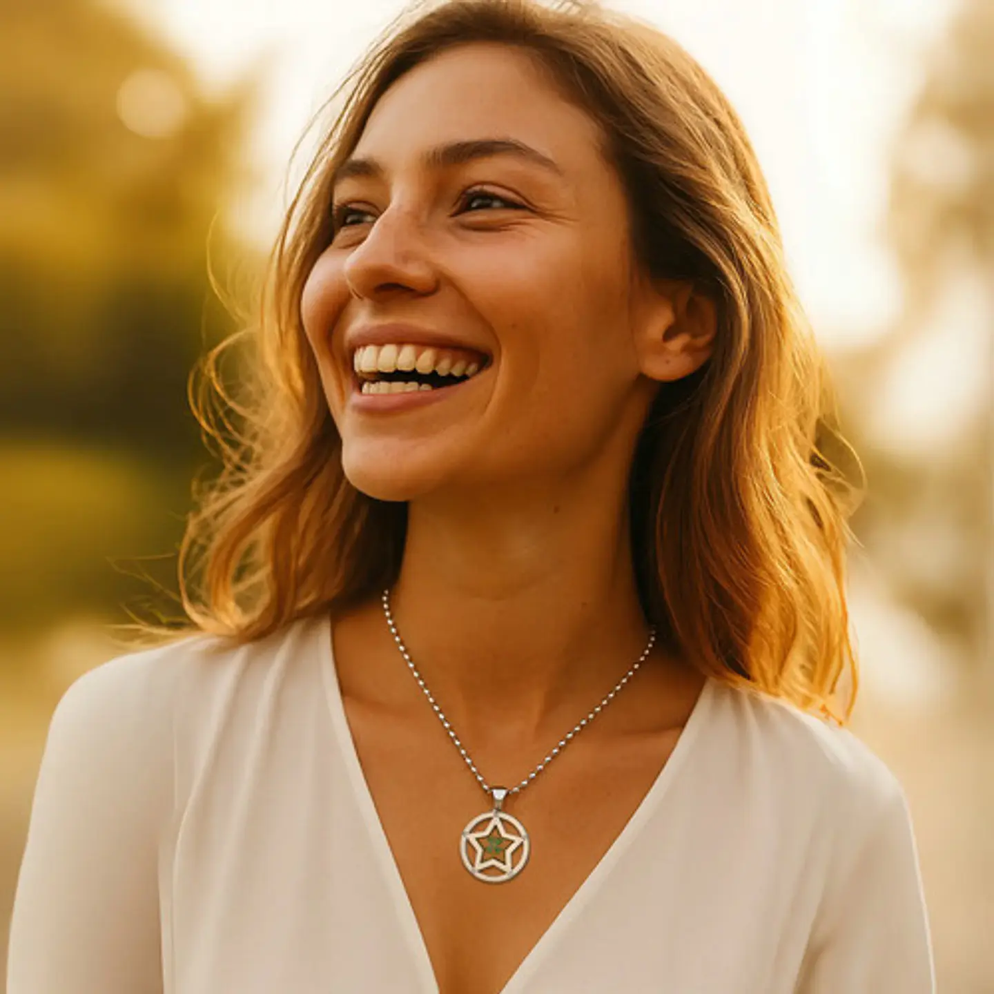 Collar Dije Para Hombre Y Mujer Trébol 4 Hojas Natural Acero 16