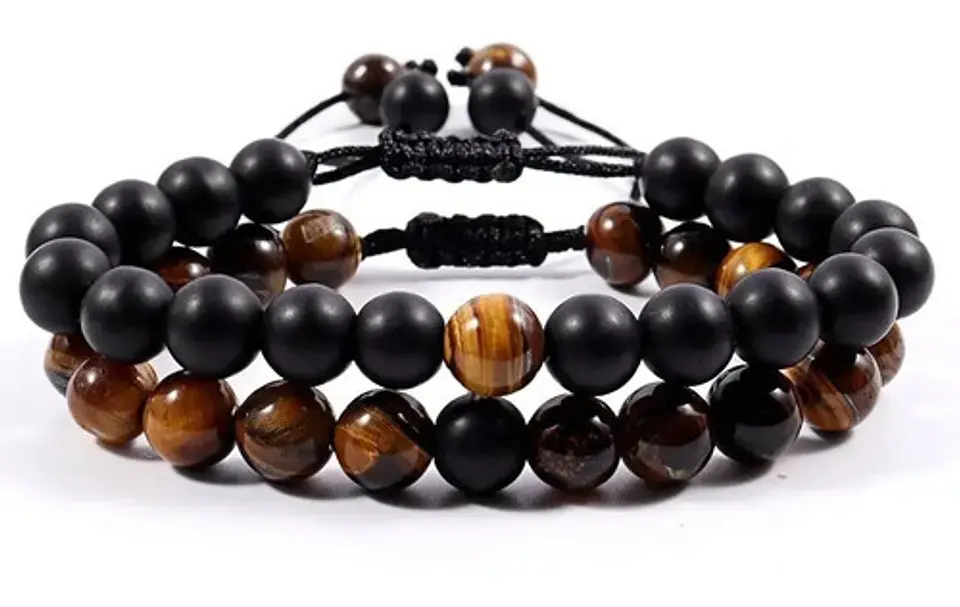 2 Pulseras Manilla Piedra Natural Pareja Novios Hombre Mujer 1