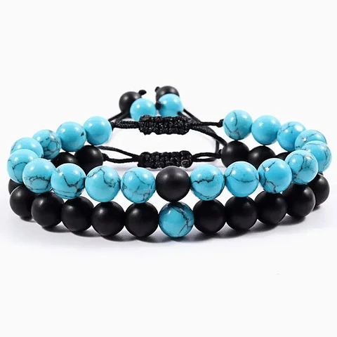 2 Pulseras Manilla Piedra Natural Pareja Novios Hombre Mujer