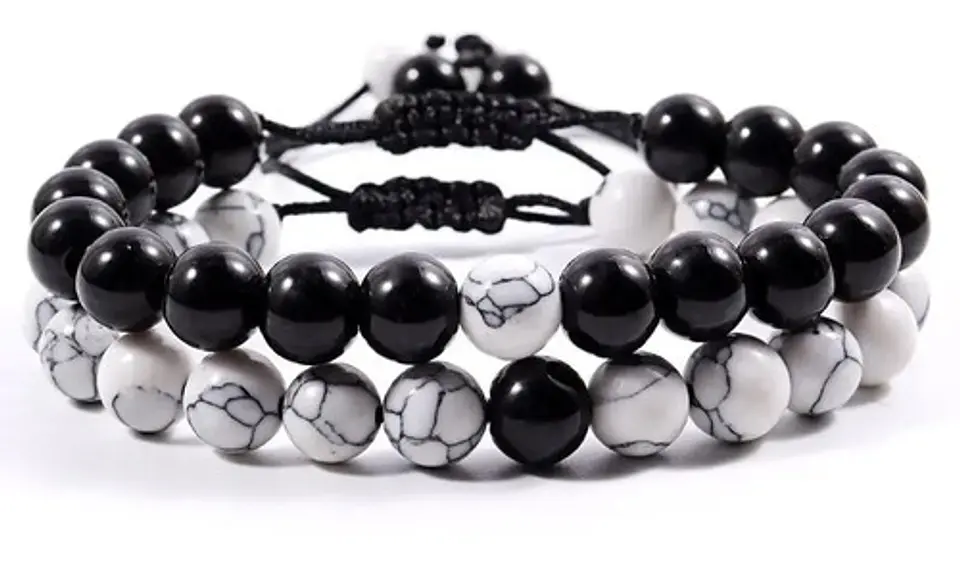2 Pulseras Manilla Piedra Natural Pareja Novios Hombre Mujer 3