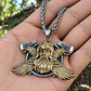 Collar Vikingo En Acero Bicolor Para Hombre Dije Odin Cuervo - Miniatura 6