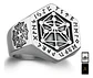 Anillo Acero Color Plata Vikingo Punk Brújula Runas Hombre - Miniatura 1
