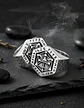 Anillo Acero Color Plata Vikingo Punk Brújula Runas Hombre - Miniatura 5