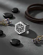 Anillo Acero Color Plata Vikingo Punk Brújula Runas Hombre - Miniatura 7