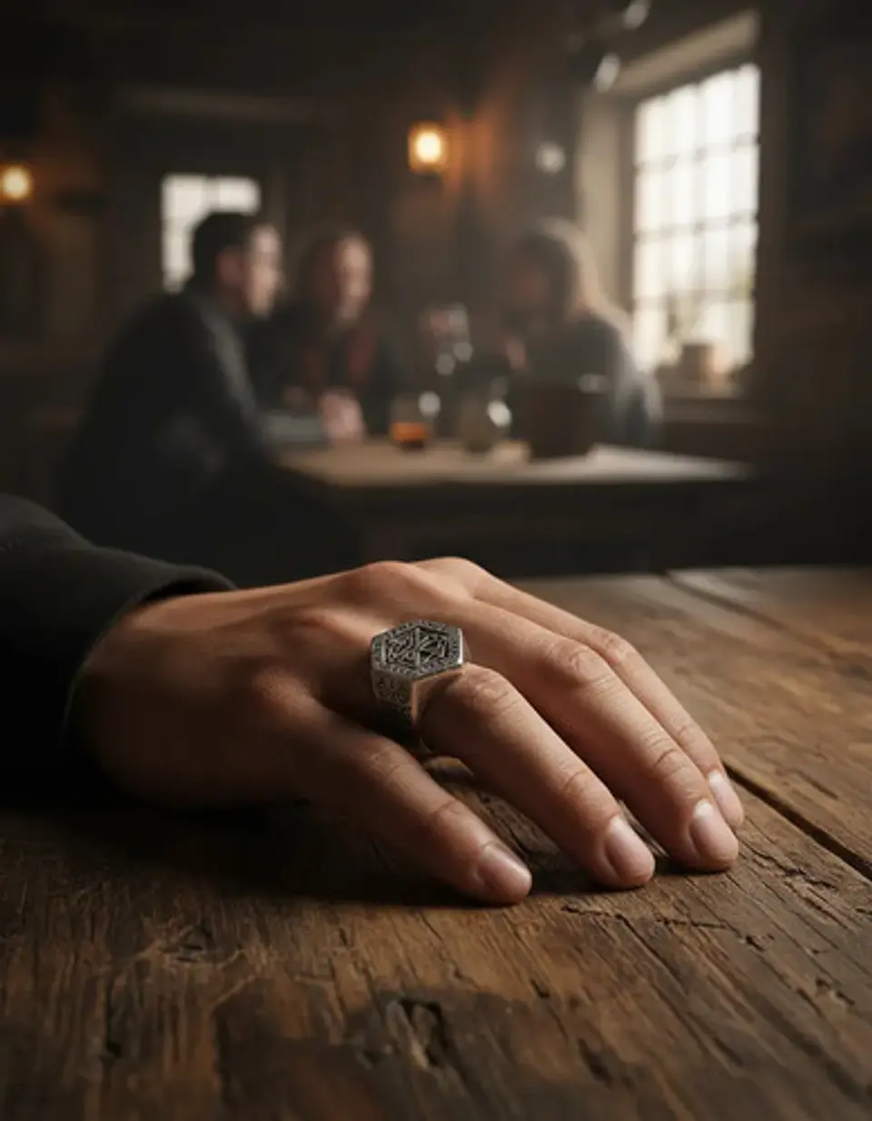 Anillo Acero Color Plata Vikingo Punk Brújula Runas Hombre 9