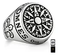 Anillo Acero Color Plata Punk Biker Brújula Náutico Hombre - Miniatura 1