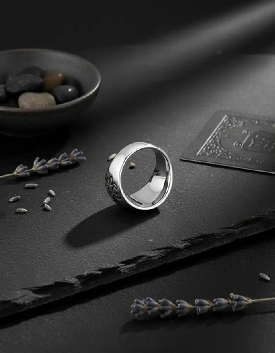 Anillo Acero Color Plata Punk Biker Brújula Náutico Hombre 5