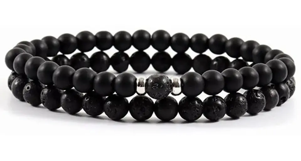 Set 2 Manillas Pulsera Piedras Naturales Ojo De Tigre Hombre 3