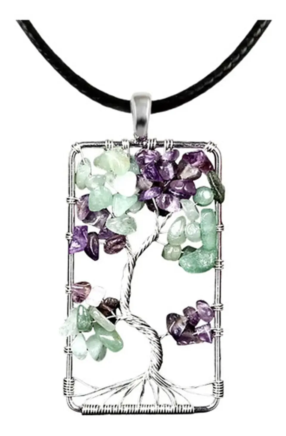 Collar Dije Árbol De La Vida Piedras Naturales Cadena Mujer 1