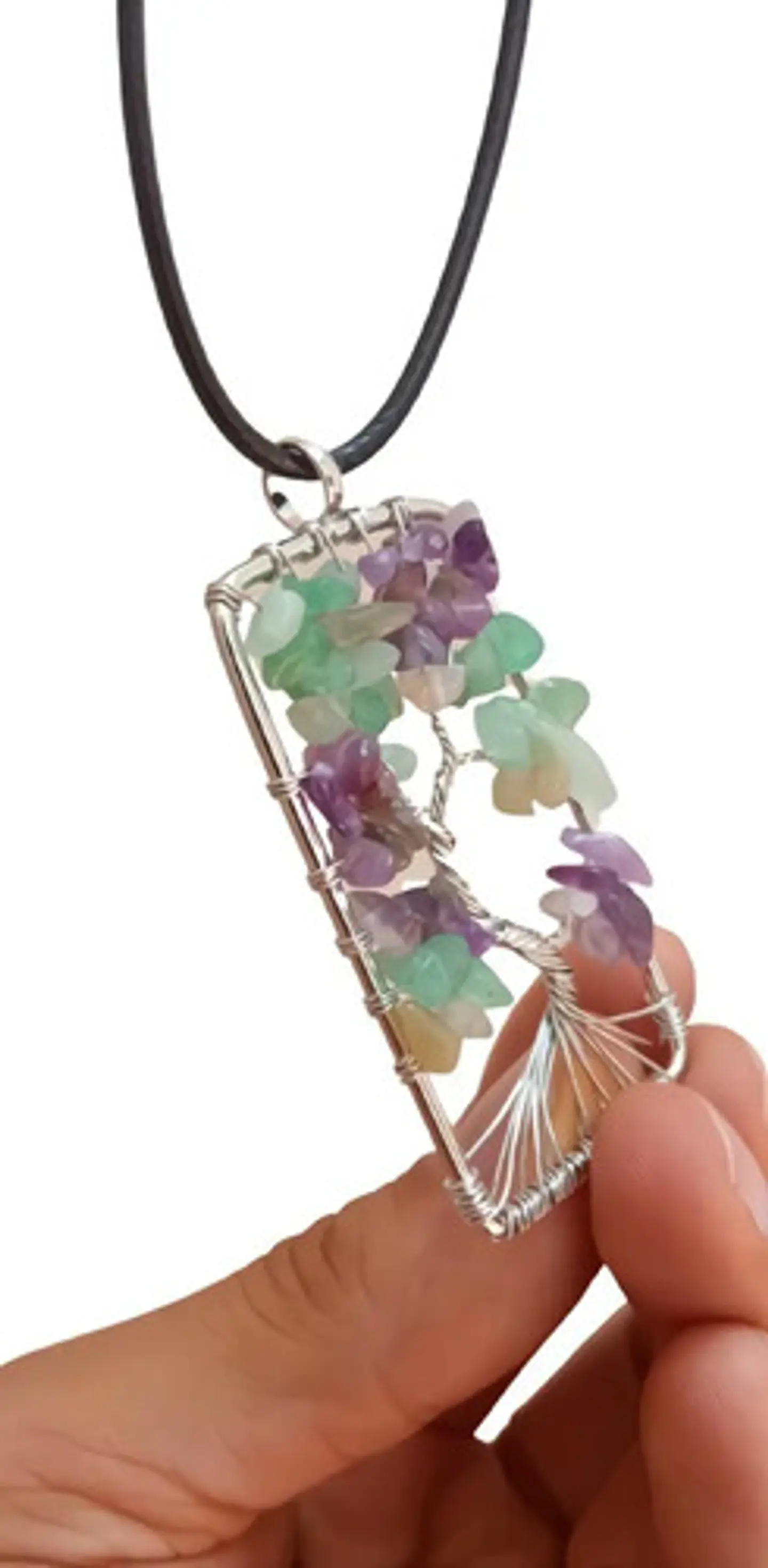 Collar Dije Árbol De La Vida Piedras Naturales Cadena Mujer 3