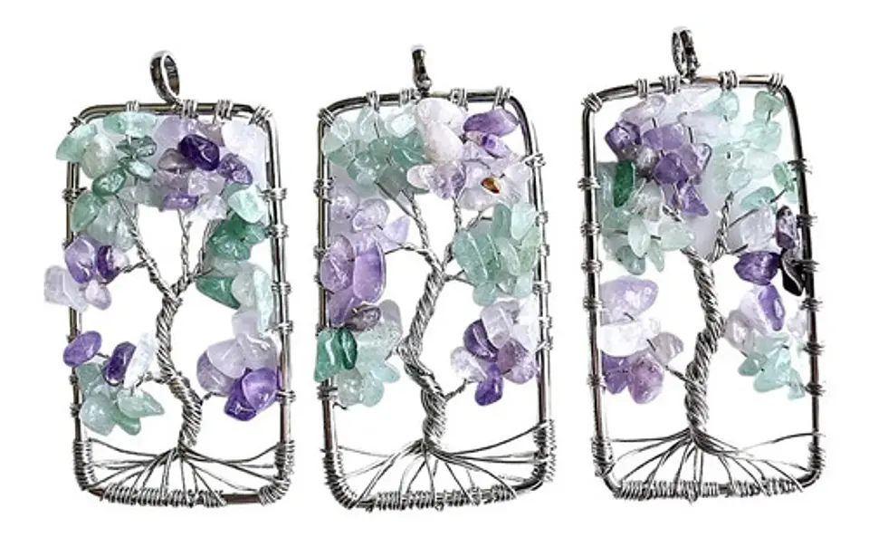 Collar Dije Árbol De La Vida Piedras Naturales Cadena Mujer 7