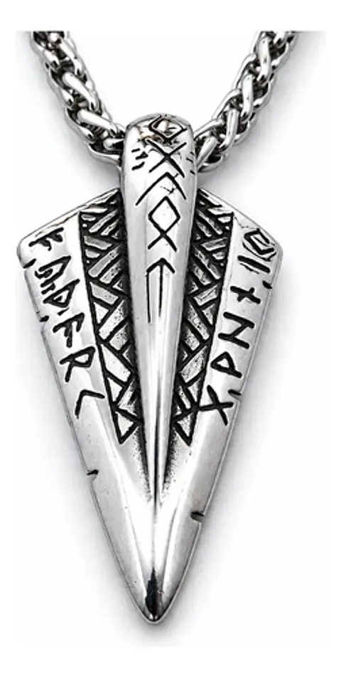 Collar Vikingo En Acero Para Hombres Dije Lanza Odin Gungnir
