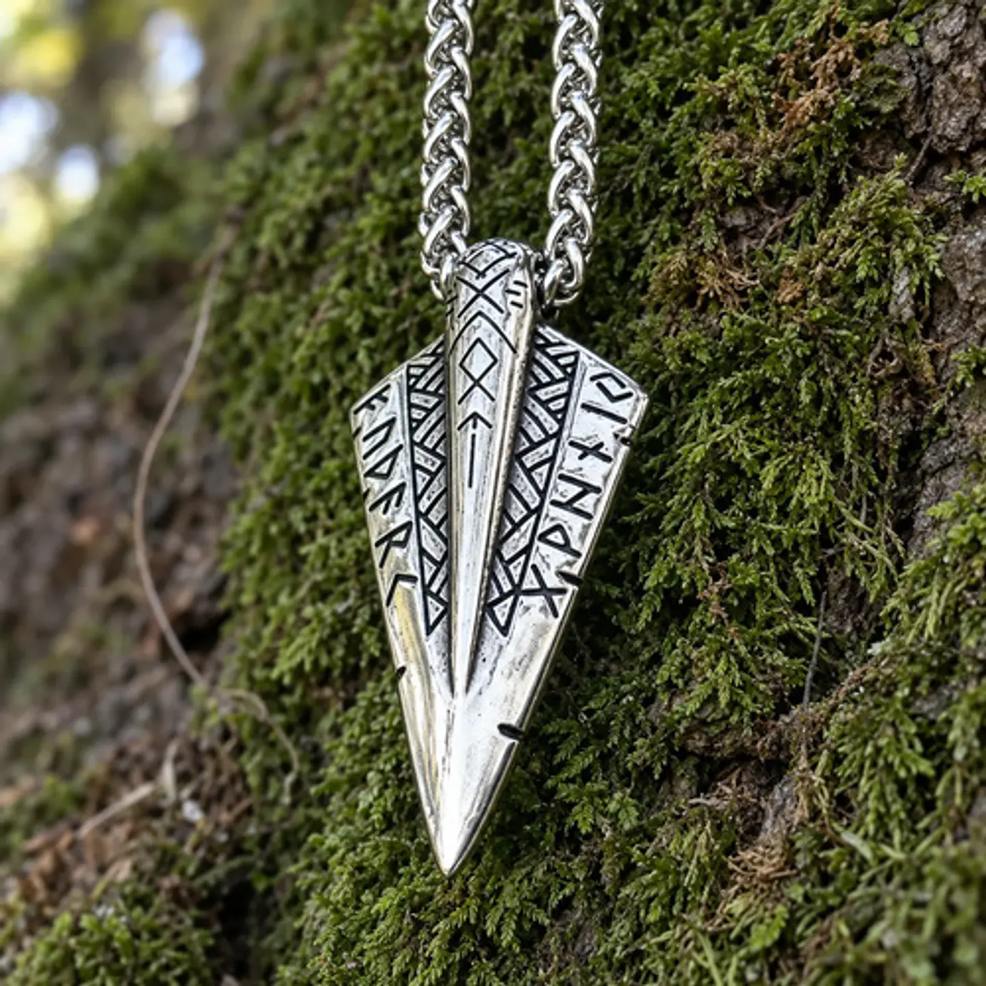 Collar Vikingo En Acero Para Hombres Dije Lanza Odin Gungnir 5