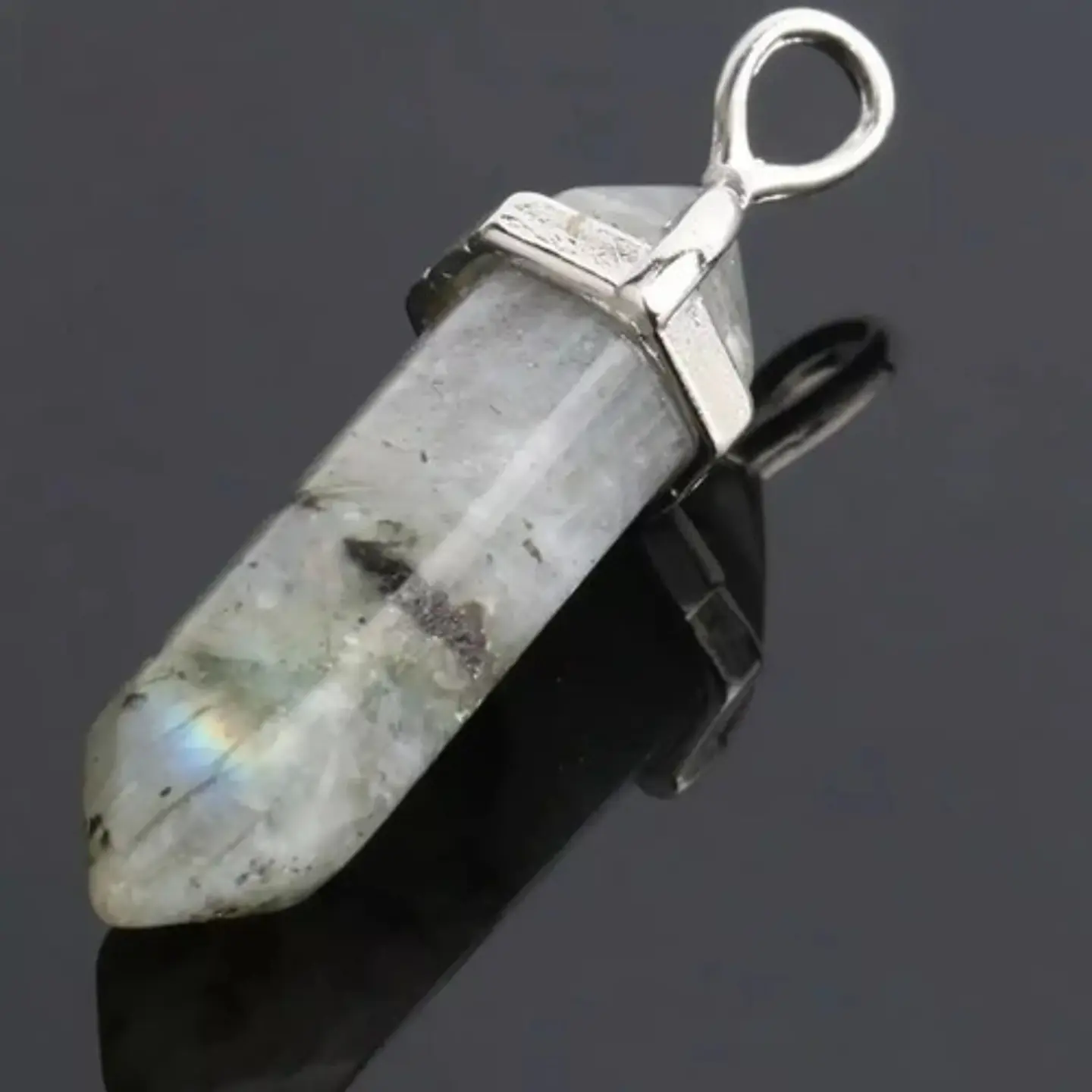 Collar Péndulo Dije Piedra Natural Labradorita Hombre Mujer 5