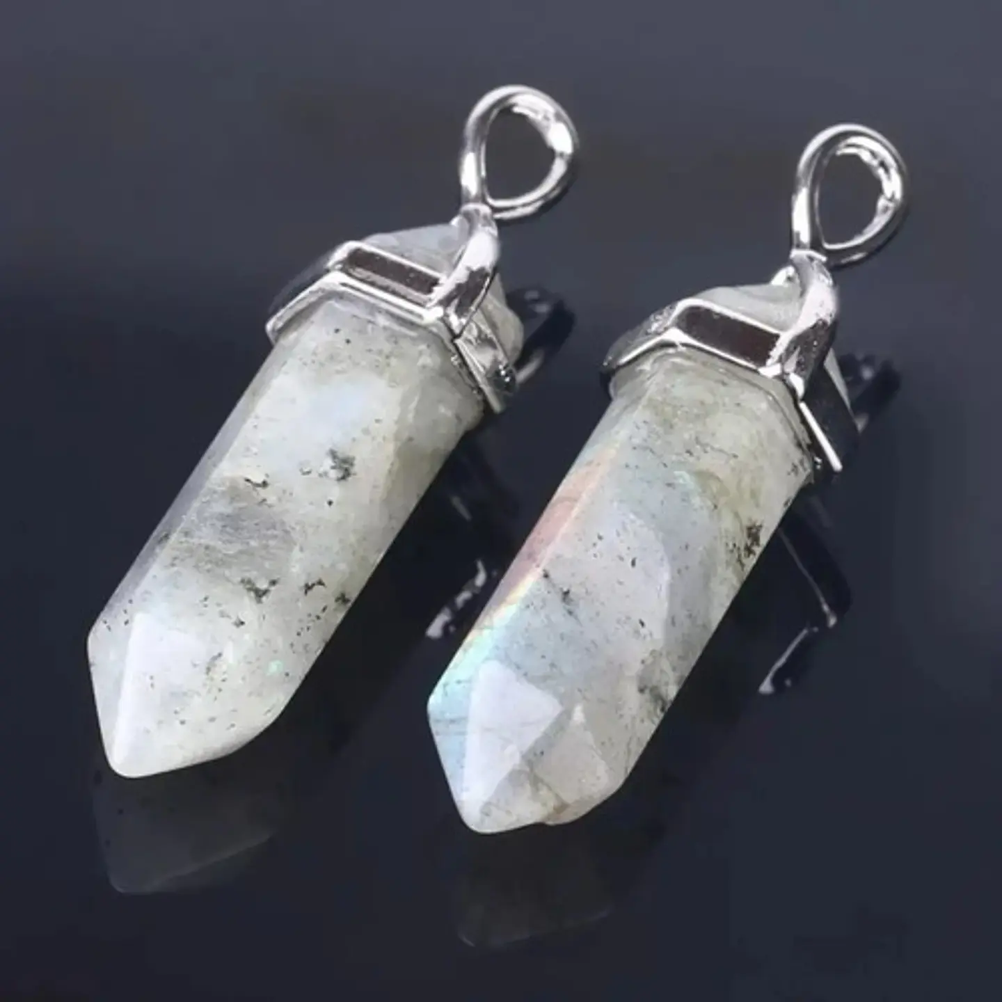 Collar Péndulo Dije Piedra Natural Labradorita Hombre Mujer 7