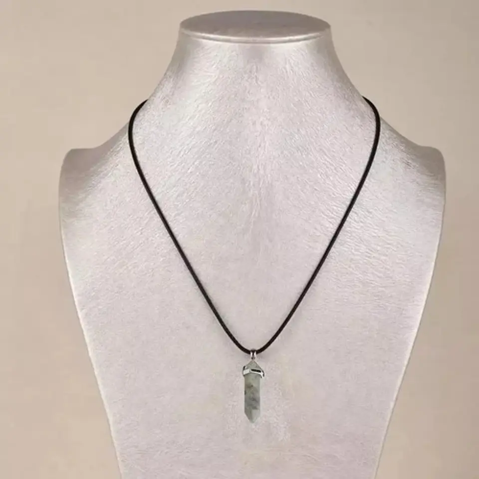 Collar Péndulo Dije Piedra Natural Labradorita Hombre Mujer 8