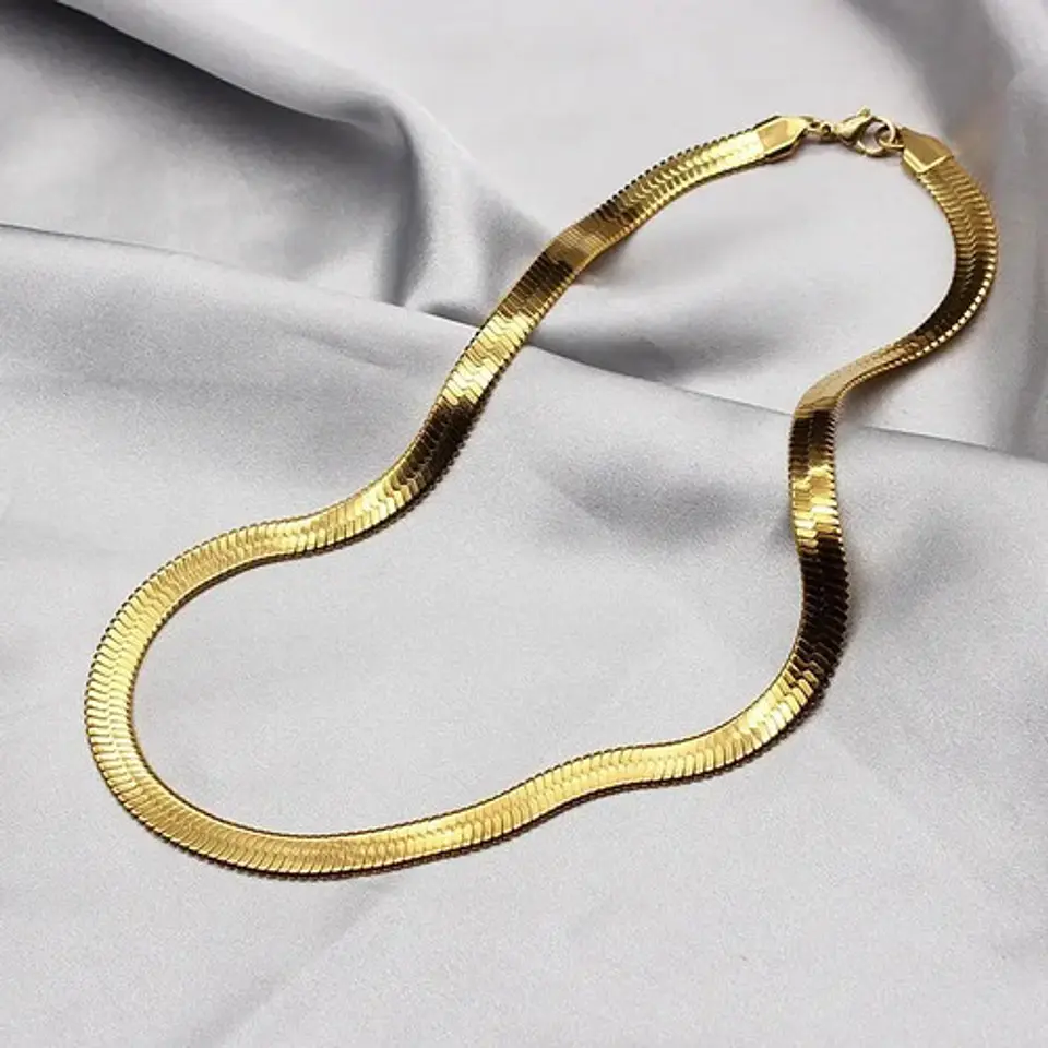 Cadena 60 Cm Serpiente 5mm Color Oro Acero Inoxidable Hombre 7