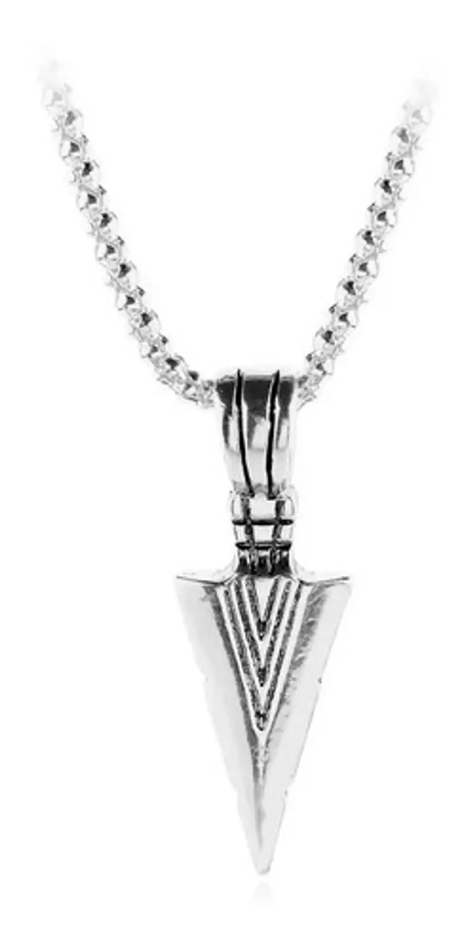 Collar Dije Ala Punta Flecha Color Plata Cadena Acero Hombre 4