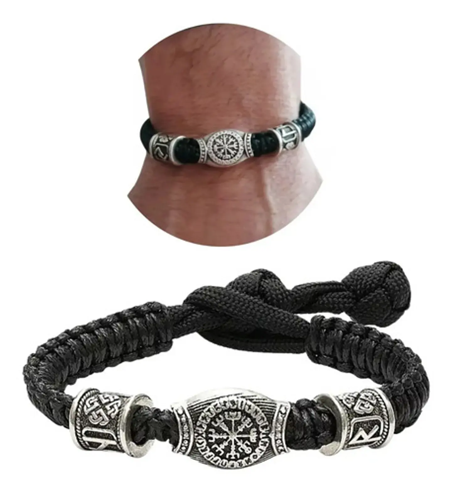 Pulsera Hombre Vikingo Cuerda Trenzada Brújula Nórdica 3