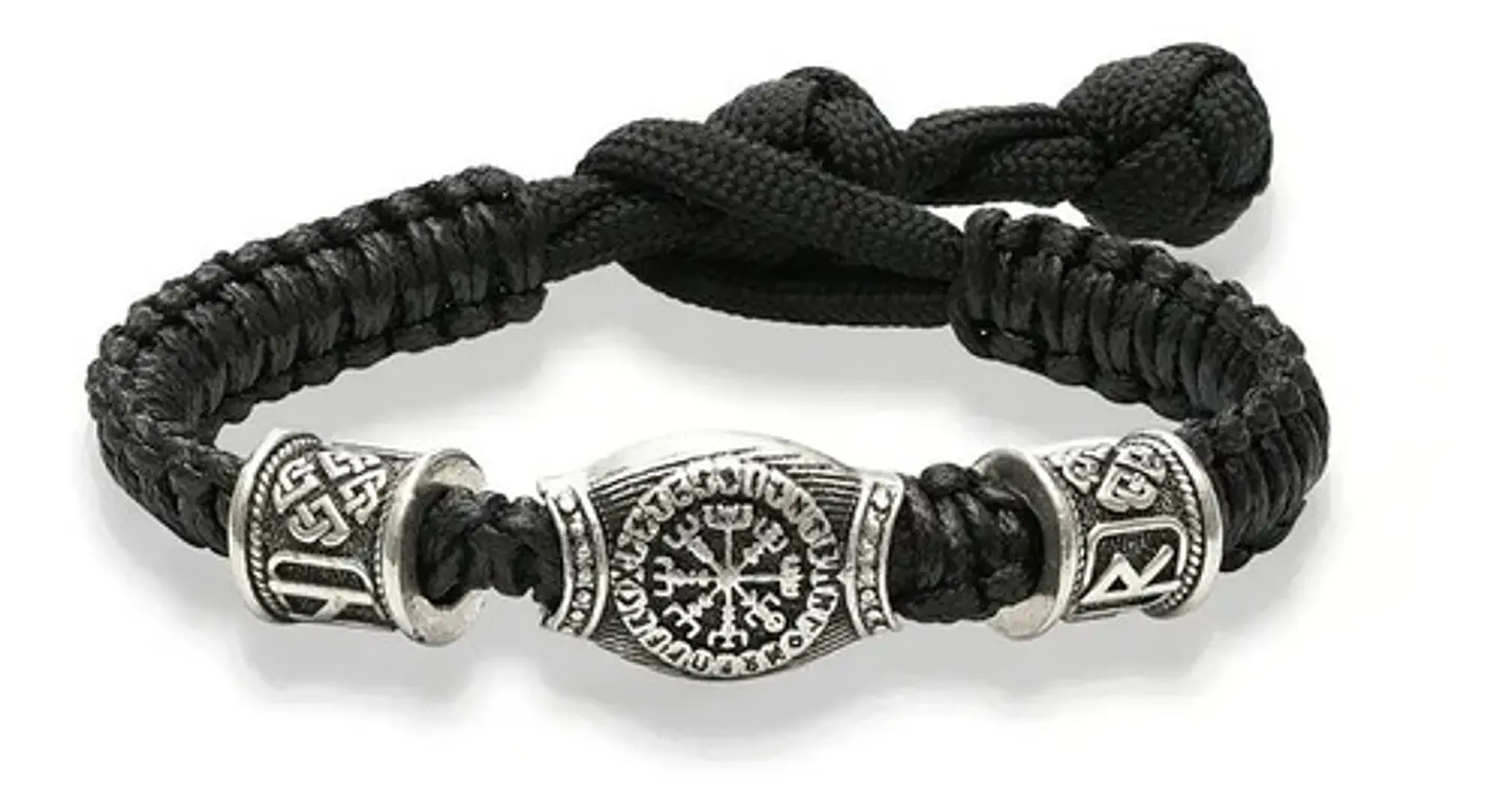 Pulsera Hombre Vikingo Cuerda Trenzada Brújula Nórdica 4