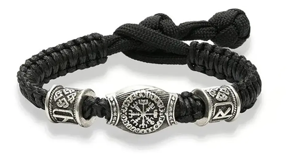 Pulsera Hombre Vikingo Cuerda Trenzada Brújula Nórdica 4