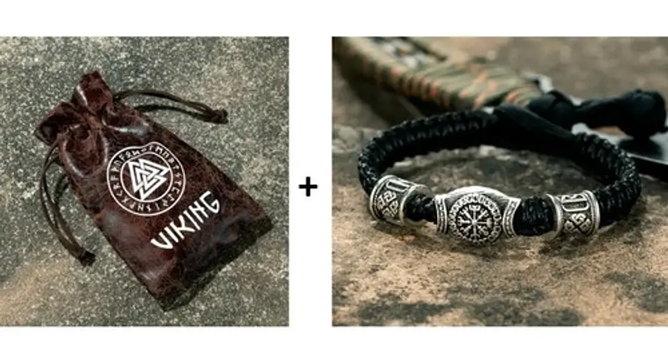 Pulsera Hombre Vikingo Cuerda Trenzada Brújula Nórdica 5