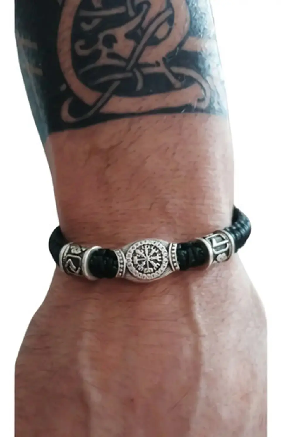 Pulsera Hombre Vikingo Cuerda Trenzada Brújula Nórdica 7