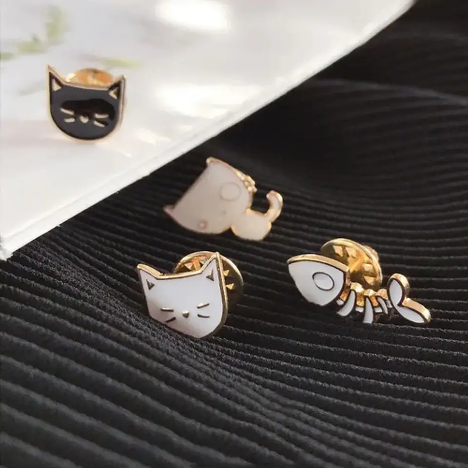 Pin Solapa Insignias Esmaltados Alfiler Gatos Hombre Y Mujer 4