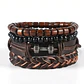 Set De Manillas Cuero Mancuerna Fitness Pulsera Para Hombre - Miniatura 1