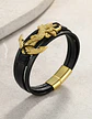 Pulsera Para Hombre De Cuero Y Acero Dije Ancla Iguana Gecko - Miniatura 4