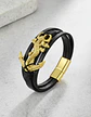 Pulsera Para Hombre De Cuero Y Acero Dije Ancla Iguana Gecko - Miniatura 5