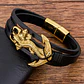 Pulsera Para Hombre De Cuero Y Acero Dije Ancla Iguana Gecko - Miniatura 6