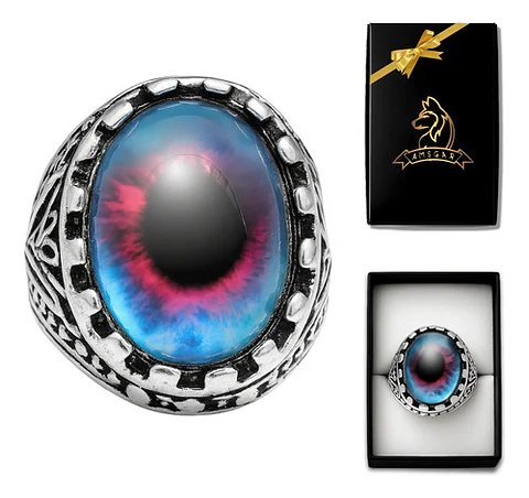 Anillo Gótico Hombre Mujer Con Ojo Del Mal Rock Color Plata