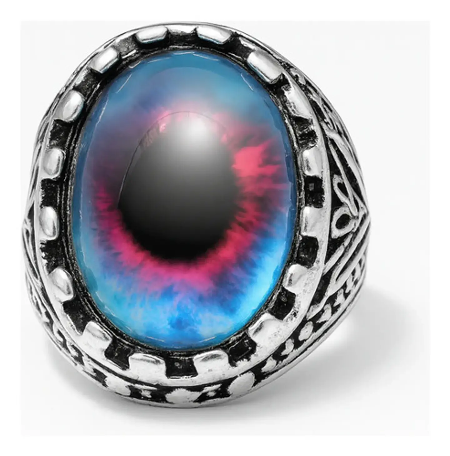 Anillo Gótico Hombre Mujer Con Ojo Del Mal Rock Color Plata 3