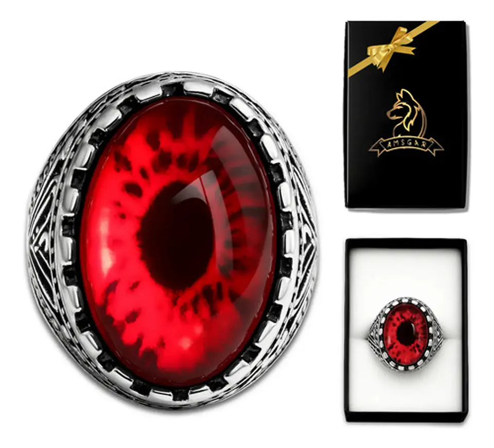 Anillo Gótico Hombre Mujer Con Ojo Del Mal Rock Color Plata 11